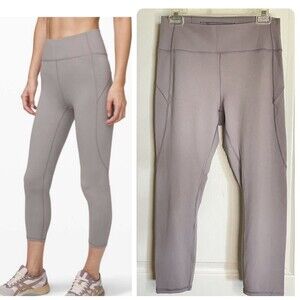 Lululemon In Movement Women’s Size 10 Light Purple Gray Leggings 25" Yoga Pants